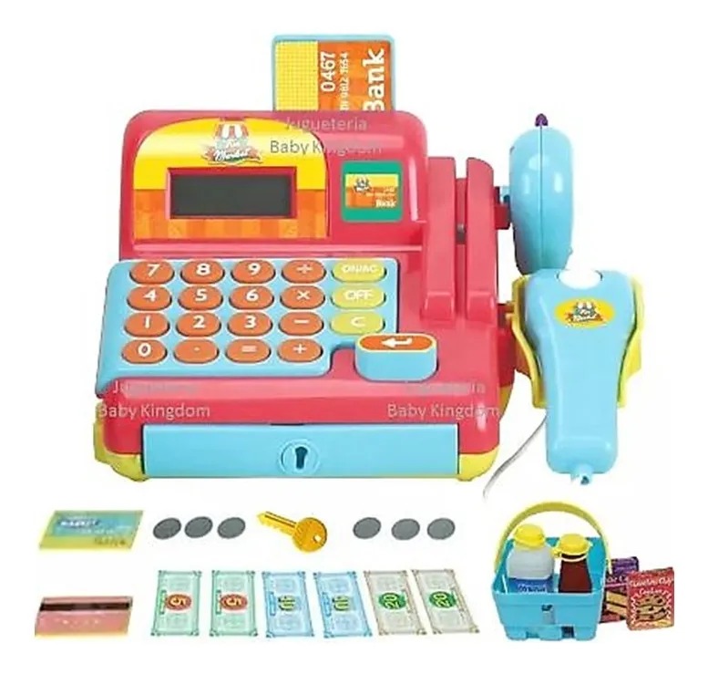 Juguetes Caja Registradora Con Accesorios Con Luz Y Sonido Color Celeste / Fucsia - Imagen 2
