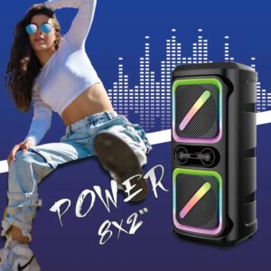 Parlante Doble 8,5 Pulgadas Bluetooth 24w Aitech C/micrófono Negro