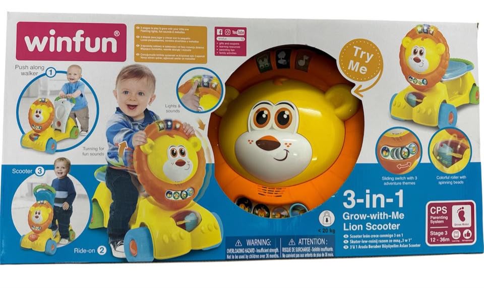 Andador Infantil WinFun Leoncito 3 En 1 Con Sonido Amarillo - Imagen 2