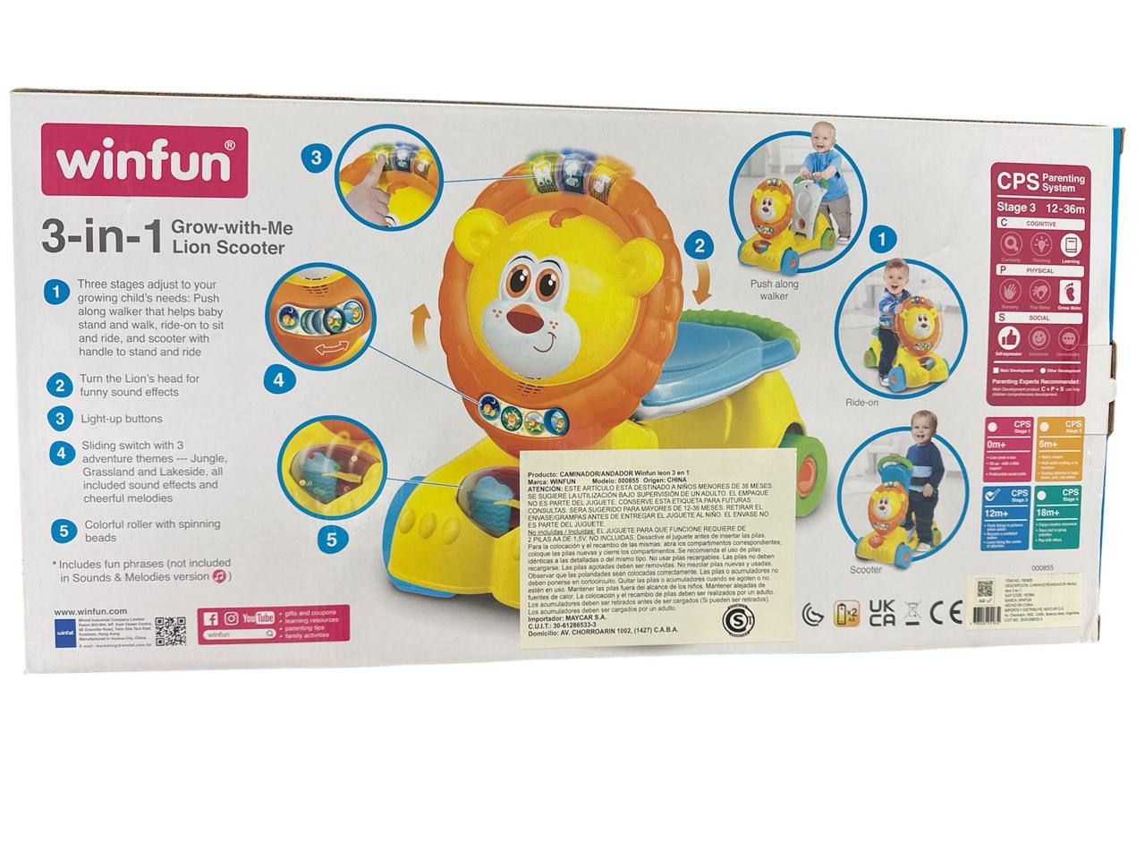 Andador Infantil WinFun Leoncito 3 En 1 Con Sonido Amarillo - Imagen 3