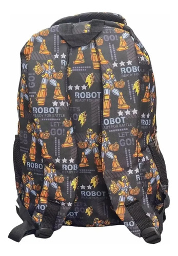 Mochila Escolar Infantil Estampada 18 Espalda Mirai Robot Negro Ready For Battle - Imagen 3