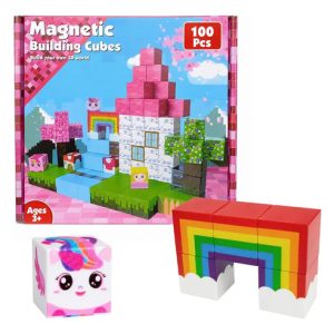 Bloques Magnéticos Diseño Unicornios Princesa 100 Piezas 2cm Figuras Incluidas