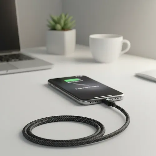 Cable Usb Indicador Led Carga Mallado Ezra Tipo C A Lightning Negro - Imagen 3