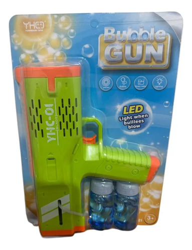 Set 2 Burbujero Pistola Automatico Luces Liquido Infantil X2 Verde Celeste - Imagen 2
