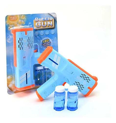 Set 2 Burbujero Pistola Automatico Luces Liquido Infantil X2 Verde Celeste - Imagen 4
