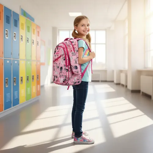 Mochila Escolar Infantil Estampada 18 Espalda Mirai Gatitos Rosa - Imagen 4