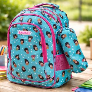 Mochila Escolar Infantil Estampada 18 Espalda Mirai Celeste Niñas
