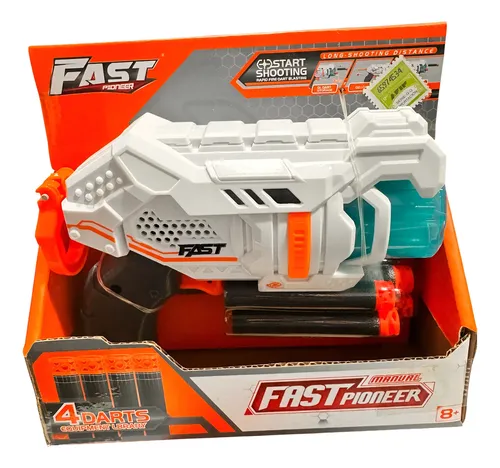 Kit Juguetes: Pistola Fast Lanza Dardos Blanca/gris + Muñeca Bebota Cabeza Plástico Con Luz - Imagen 2