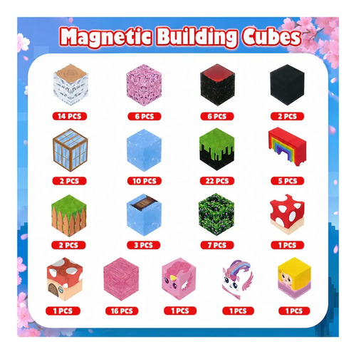Bloques Magnéticos Diseño Unicornios Princesa 100 Piezas 2cm Figuras Incluidas - Imagen 5