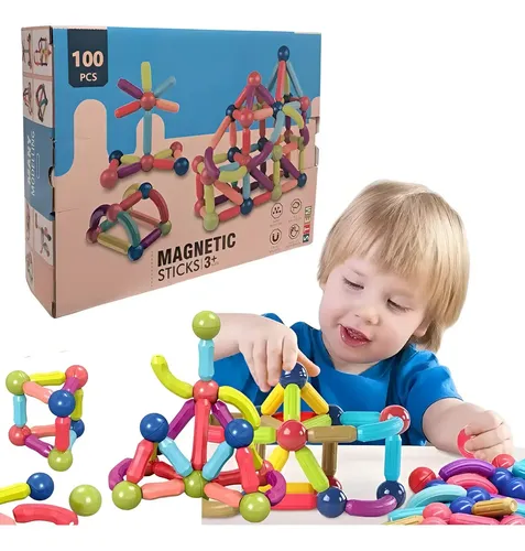 Bloques Magnéticos Juguete Para Armar Magnetic Stick 200 Piezas 2 Cajas