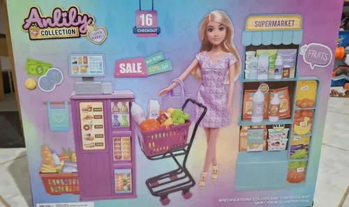 Set Supermercado Anlily Collection Con Muñeca 26cm, Carrito - Imagen 3