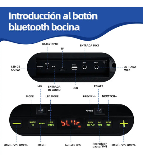 Bafle Bocina Bluetooth Bafles Amplificados Subwoofer Karaoke Microfono Inalambrico Para Bocina Radio Fm Luz Negra Color Negro Airamp Mc-wgy-5501 - Imagen 9