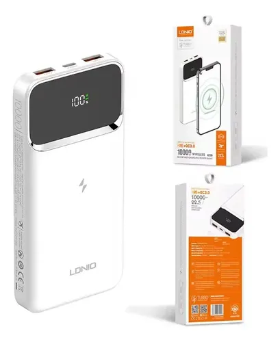 Cargador Powerbank Ldnio Tipo C Usb 10000 Mah Wireless Pq11 Blanco