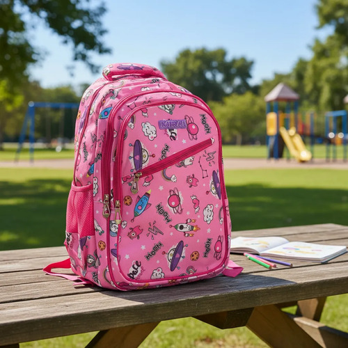 Mochila Escolar Infantil Estampada 18 Espalda Mirai Moon Rosa - Imagen 4
