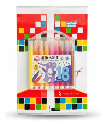 18 Marcadores Triangulares Lavable +8 Hojas Dibujo De Regalo - Imagen 4