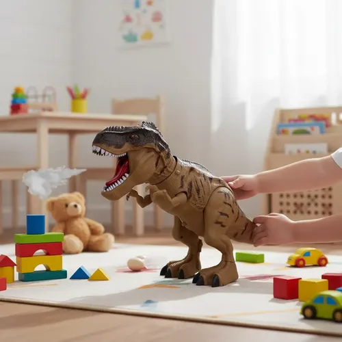 Dinosaurio A Pila Tira Humo Camina Luz Y Sonido Pone Huevo - Imagen 9