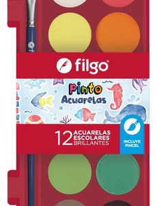 Acuarelas Filgo Pinto Estuche Plástico X 12 Colores + Pincel