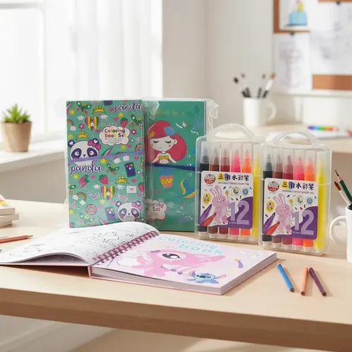 Set 2 Cuadernos Para Pintar + 12+12 Marcadores Regalo Artist - Imagen 2