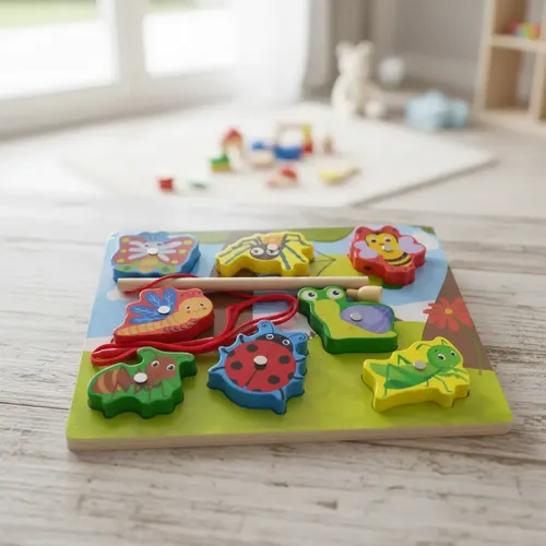 Juego De Encastre Madera Imántada Niños 8 Piezas 18 X 22cm Celeste Mariposa - Imagen 2