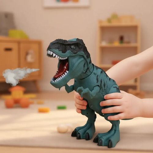 Dinosaurio A Pila Tira Humo Camina Luz Y Sonido Pone Huevo - Imagen 16