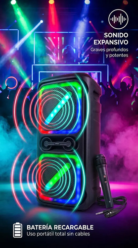 Parlante Doble 8,5 Pulgadas Bluetooth 24w Aitech C/micrófono Negro - Imagen 7