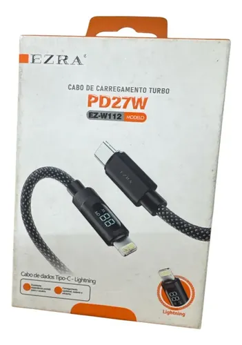Cable Usb Indicador Led Carga Mallado Ezra Tipo C A Lightning Negro - Imagen 5