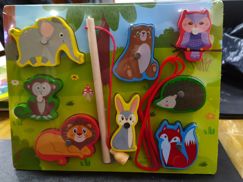 Juego De Encastre Madera Imántada Niños 8 Piezas 18 X 22cm Gris Elefante