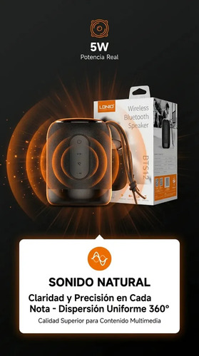 Bocina Bluetooth Portátil Ldnio Bts12 Recargable Negro 5w Manos Libres - Imagen 5