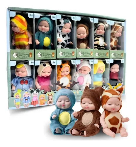 Colección De 12 Muñecas De Bebé Mini De Goma