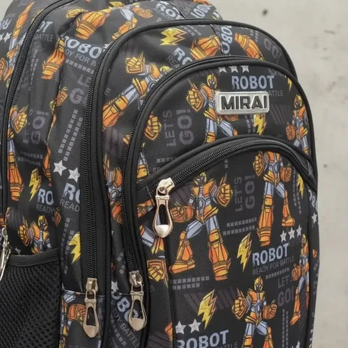 Mochila Escolar Infantil Estampada 18 Espalda Mirai Robot Negro Ready For Battle - Imagen 5