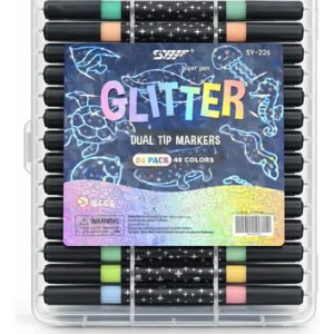 Set Marcadores Glitter Doble Punta X24 Unidades 48 Colores Variados