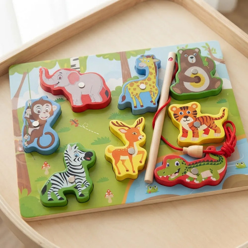 Juego De Encastre Madera Imántada Niños 8 Piezas 18 X 22cm Marron Mono