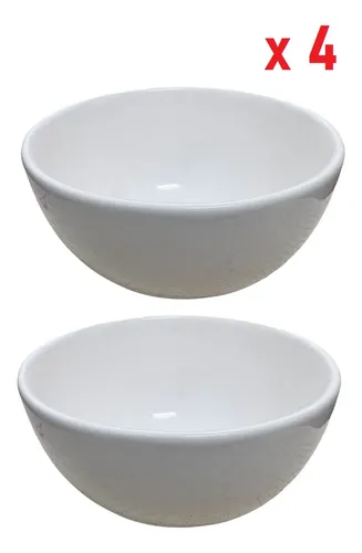 Set X12 Piezas Vajilla Platos Playo Postre Bowls Cerámica Blanco Liso - Imagen 3