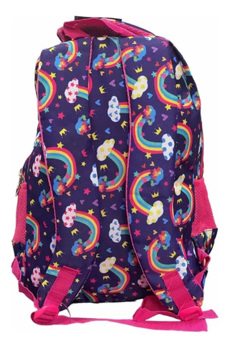 Mochila Escolar Infantil Estampada 18 Espalda Mirai Arcoíris Con Estrellas Azul Marino - Imagen 2