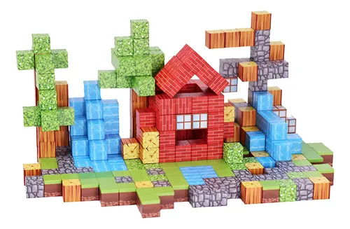 Juego Bloques Para Armar Magnéticos Minecraft 100 Piezas