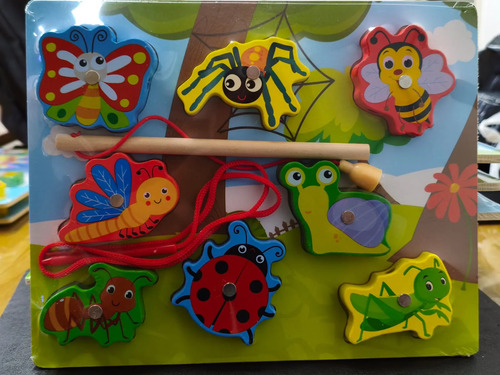Juego De Encastre Madera Imántada Niños 8 Piezas 18 X 22cm Celeste Mariposa - Imagen 5