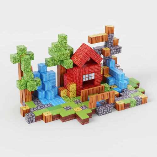 Juego Bloques Para Armar Magnéticos Minecraft 100 Piezas - Imagen 4