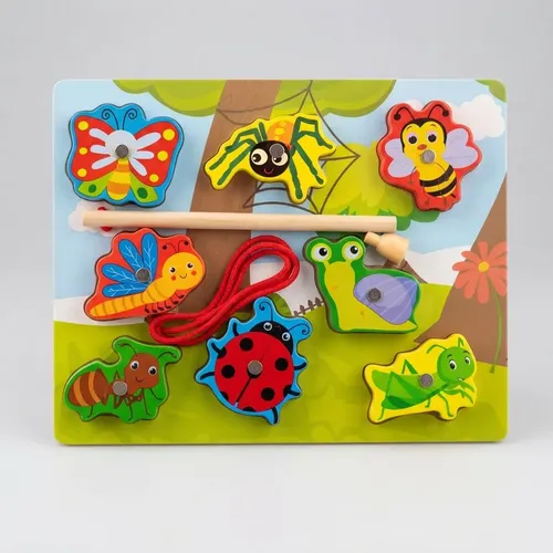 Juego De Encastre Madera Imántada Niños 8 Piezas 18 X 22cm Celeste Mariposa