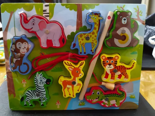 Juego De Encastre Madera Imántada Niños 8 Piezas 18 X 22cm Marron Mono - Imagen 2