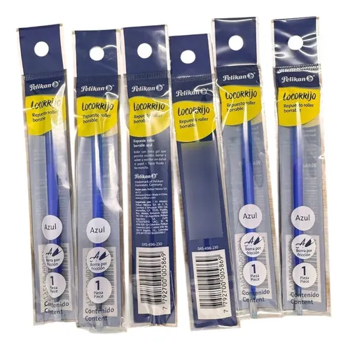 Tanque Para Roller Ball Pelikan Locorrijo Borrable Azul X 6