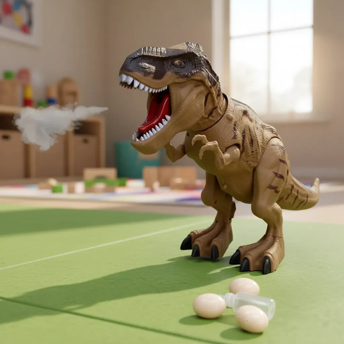Dinosaurio A Pila Tira Humo Camina Luz Y Sonido Pone Huevo - Imagen 8