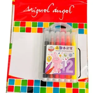 12 Marcadores Triangulares Lavable +8 Hojas Dibujo De Regalo
