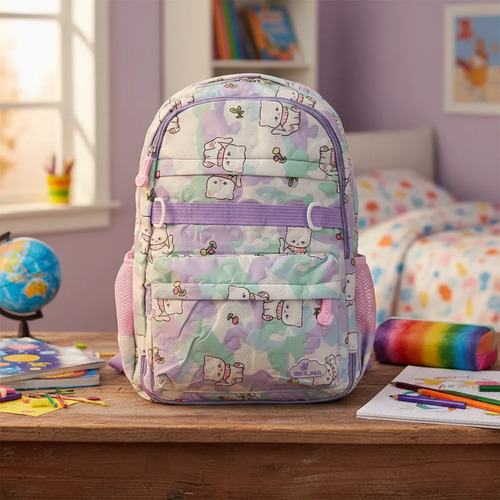 Mochila Escolar Infantil Estampada 18 Espalda Escolar Afu211 Violeta Lasos - Imagen 2