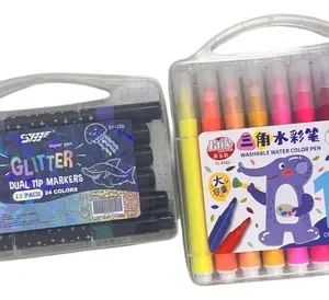 Set Marcadores X18 + 12 Marcadores Glitter Doble Punta