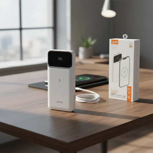 Cargador Powerbank Ldnio Tipo C Usb 10000 Mah Wireless Pq11 Blanco - Imagen 3