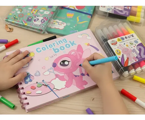 Set 2 Cuadernos Para Pintar + 12+12 Marcadores Regalo Artist - Imagen 5