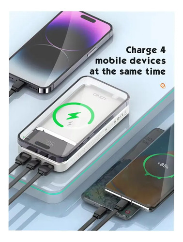 Cargador Powerbank Ldnio Tipo C Usb 10000 Mah Wireless Pq11 Blanco - Imagen 2