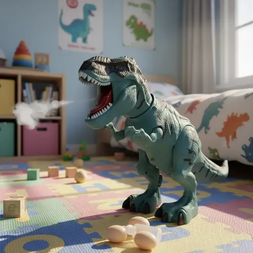 Dinosaurio A Pila Tira Humo Camina Luz Y Sonido Pone Huevo - Imagen 15