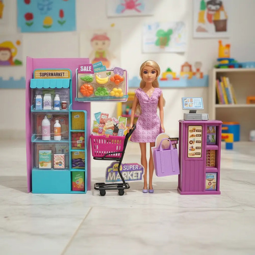 Set Supermercado Anlily Collection Con Muñeca 26cm, Carrito - Imagen 4