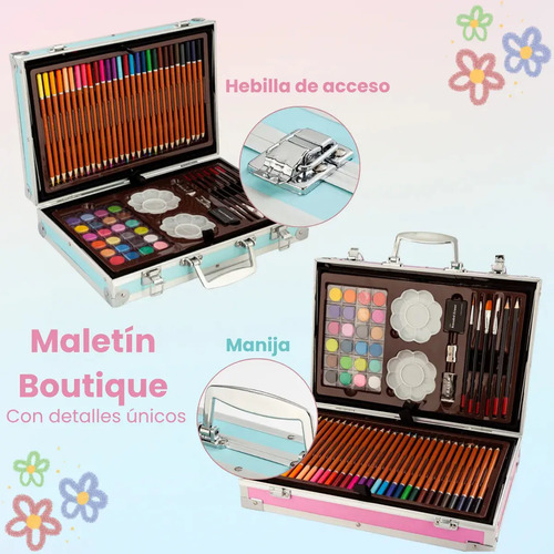 Mega Set De Arte Valija Metalico. 145 Piezas Chicos Nuevos - Imagen 3